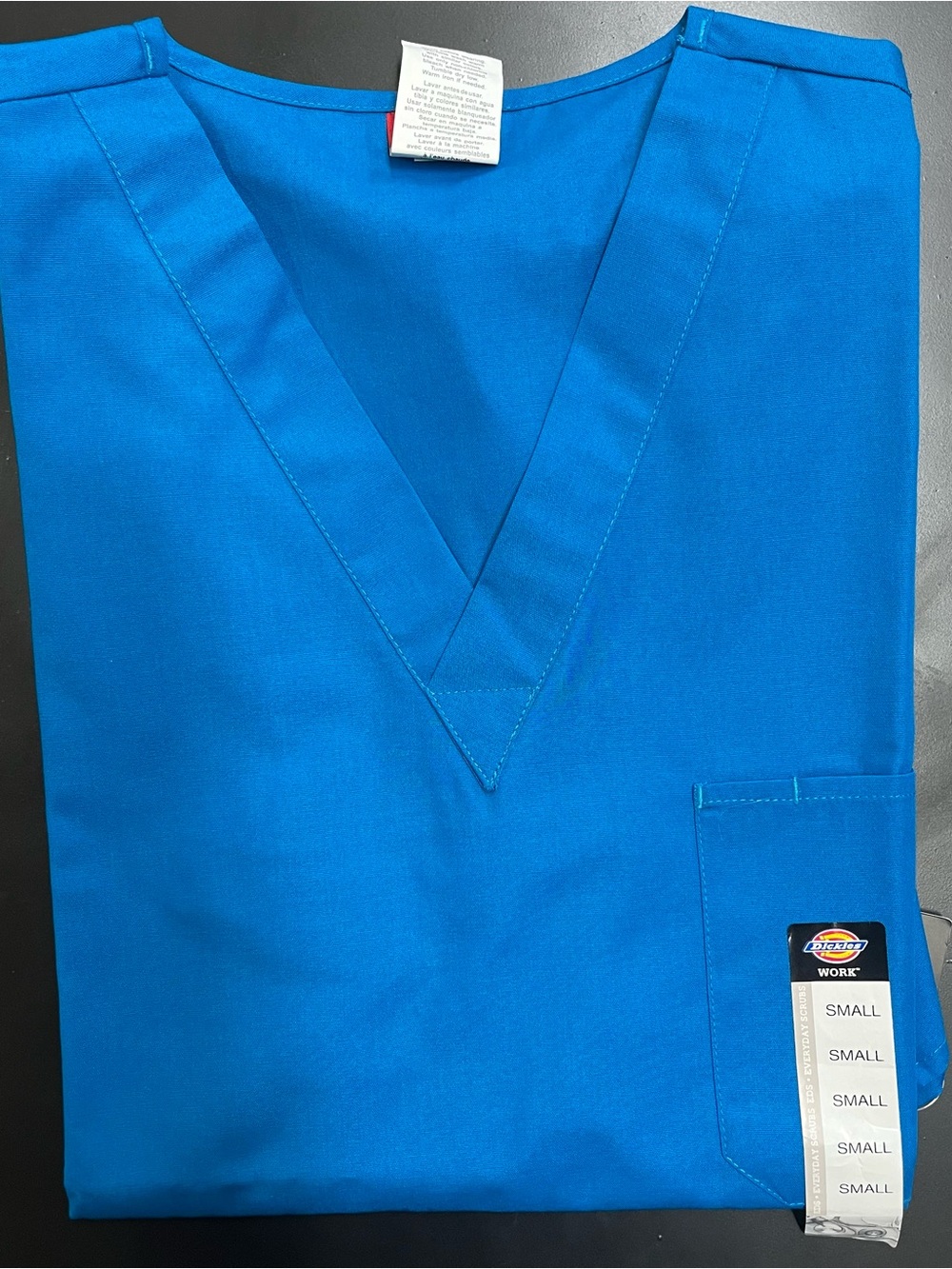 NWT Dickies Royal Blue Chest Pocket Scrub Top Unisex Size Small